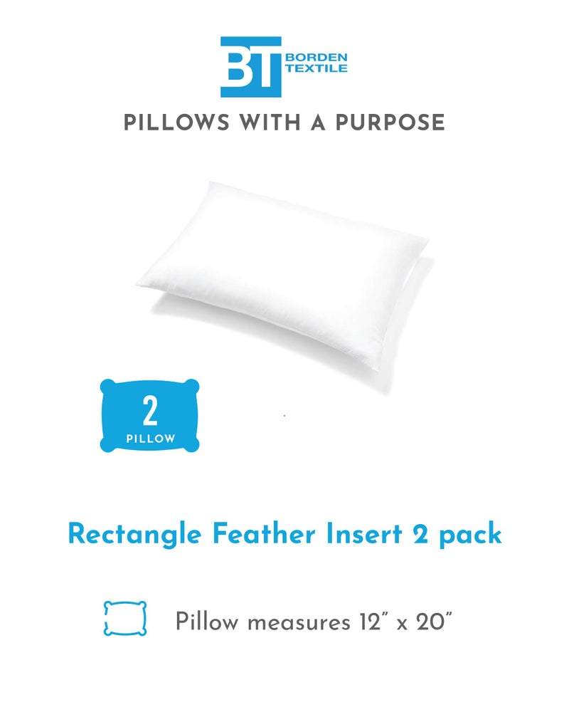 Pillows With A Purpose Pillow Inserts - Pack of 2-12" x 20" Rectangular Decorative Throw or Sham for Couch - Bed - Sofa - Image 2